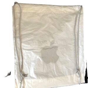 Genuine Apple Store Shopping Bag Backpack Drawstring Plastic 17" x 19" Crinkled
